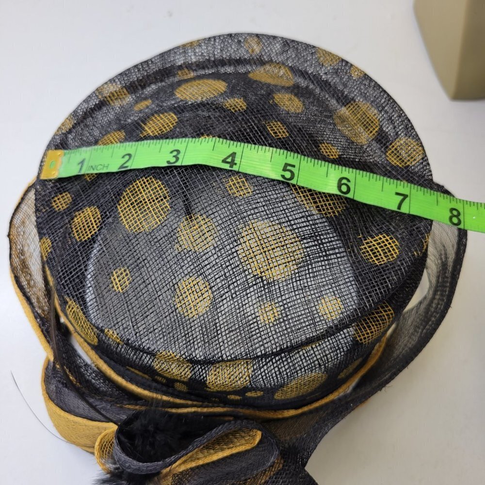 Black and Gold Polka Dots Pillbox Hat Church Hat Weddings - Picture 8 of 15